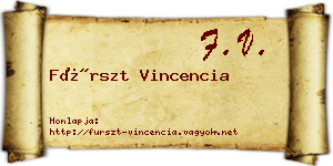Fürszt Vincencia névjegykártya